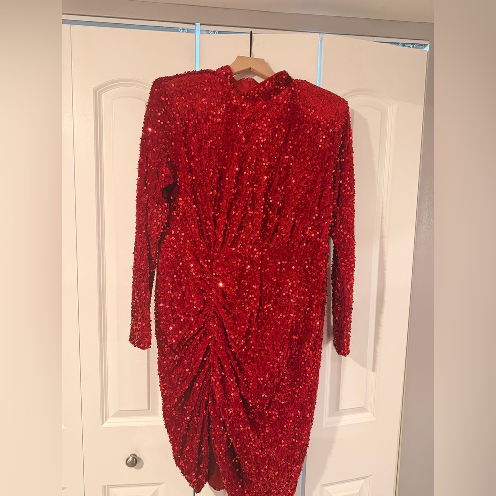 BNWT ELOQUII Red Sequin Long Sleeve Dress Size 16